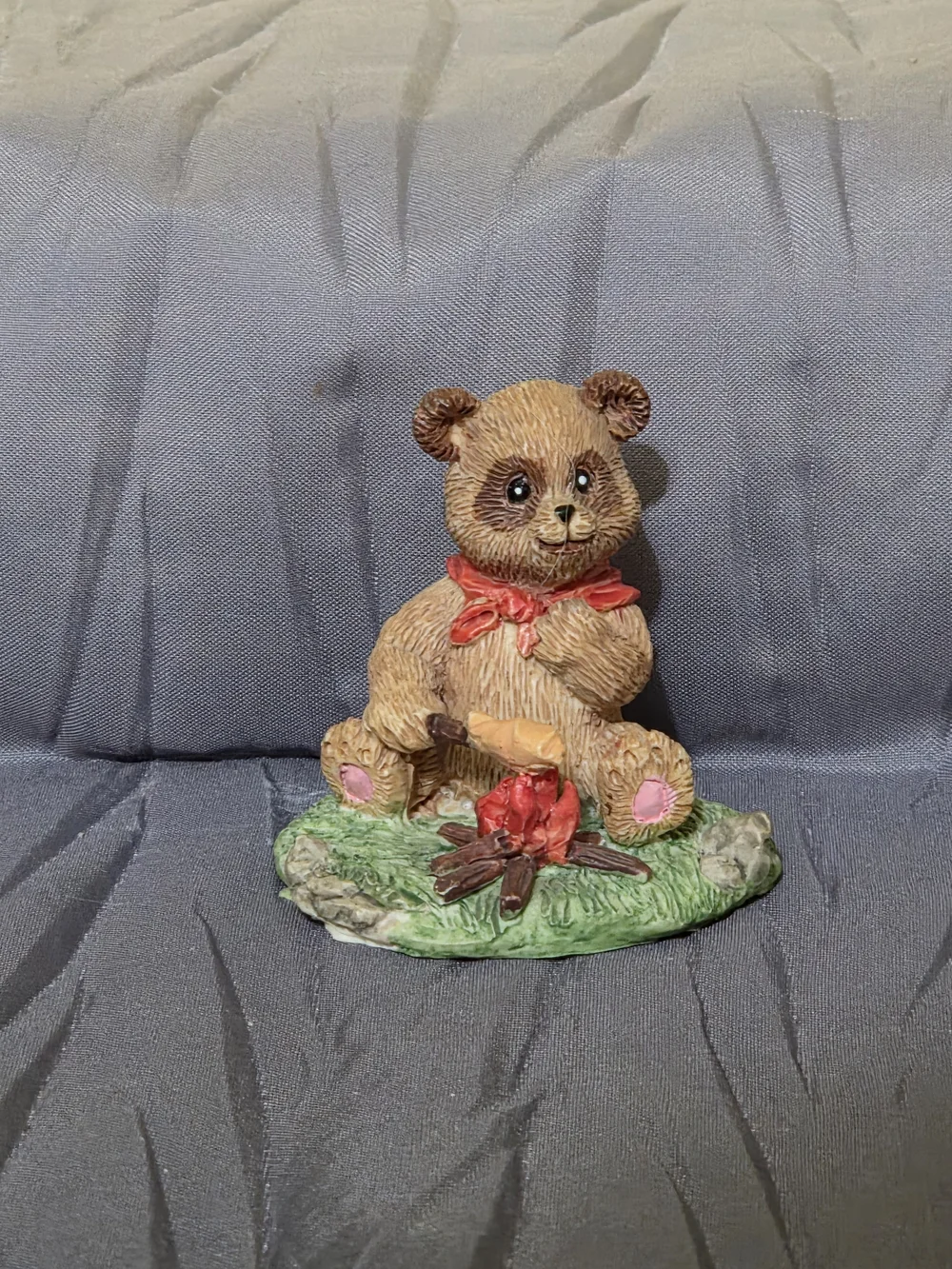 Vintage Lipco Hand-Painted Brown Panda Bear Figurine with Red Scarf